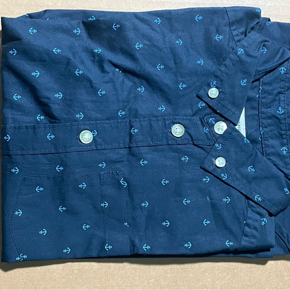 Amazon Essentials Blue Button‎ Down Shirt with Pattern
